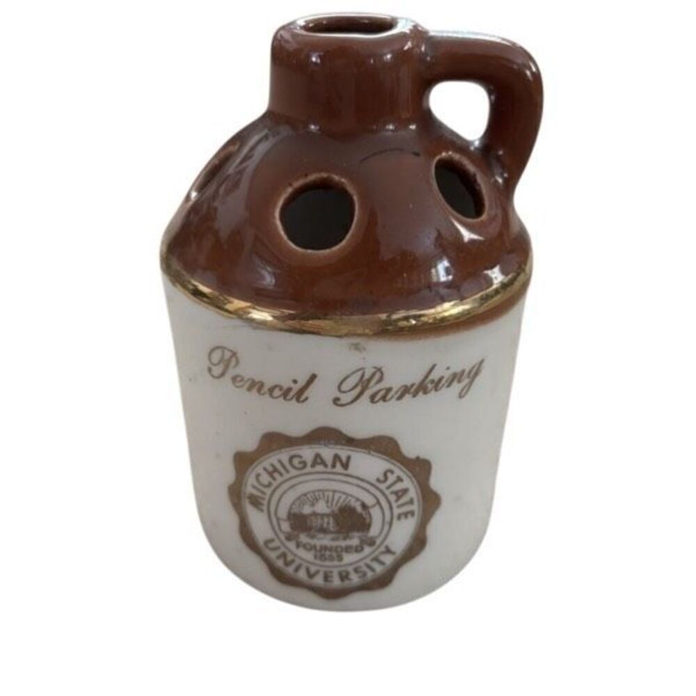 Michigan State University Pencil Parking Vintage Ceramic Jug